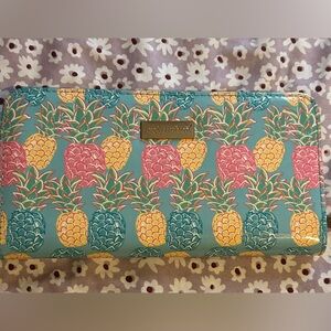 Simply Southern Aqua Pineapple Print Wallet with Pink and Yellow Accents